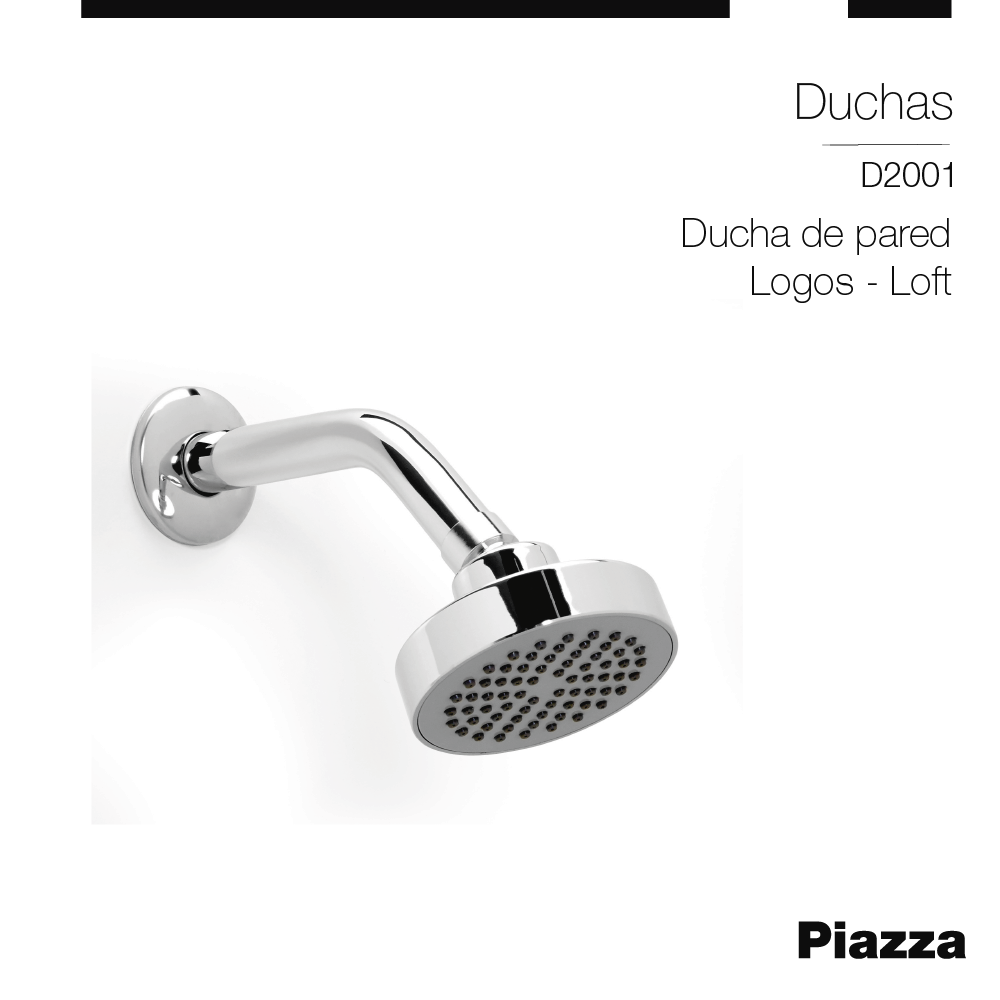 FLOR DUCHA PARED PIAZZA LOGOS LOFT - ANTICALCAREA - 87 MILIMETROS - 5 AÑOS DE GARANTIA