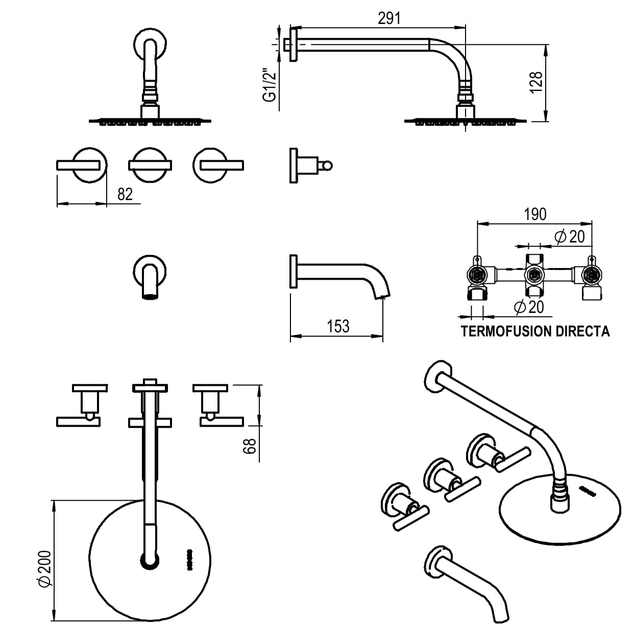 GRIFERIA DUCHA CON TRANSFERENCIA SUN LEVER HIDROMET - CROMO - 10 AÑOS DE GARANTIA [4508CRCR]