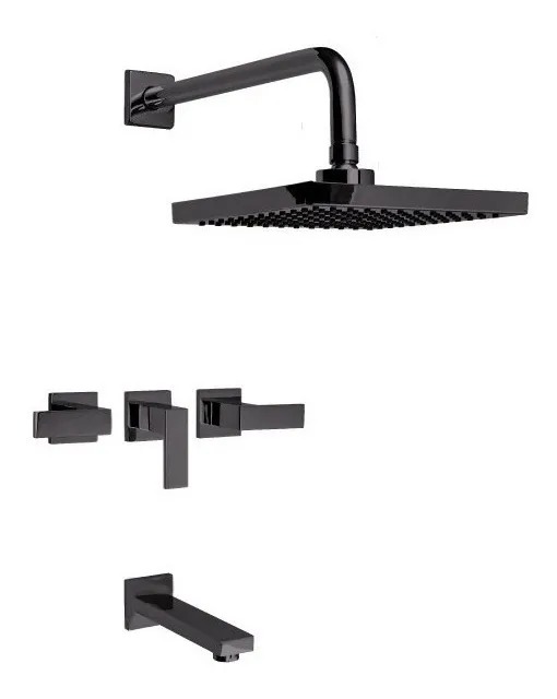 GRIFERÍA BICOMANDO LEVEL DUCHA DE EMBUTIR CON TRANSFERENCIA NEGRO - PIAZZA [21206NE]