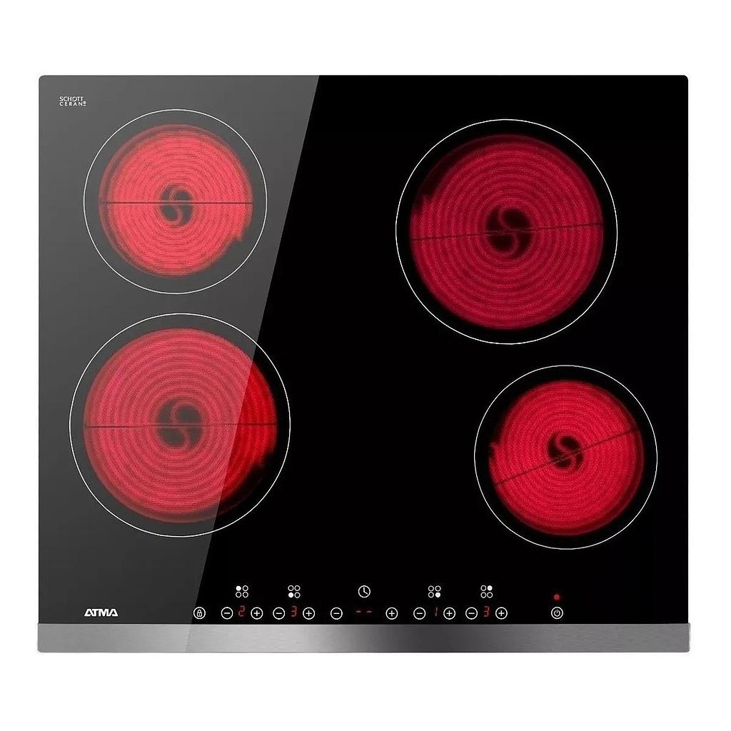 ANAFE VITROCERÁMICO RADIANTE CAE3040V 4 HORNALLAS NEGRO - ATMA [94CAE3040V]