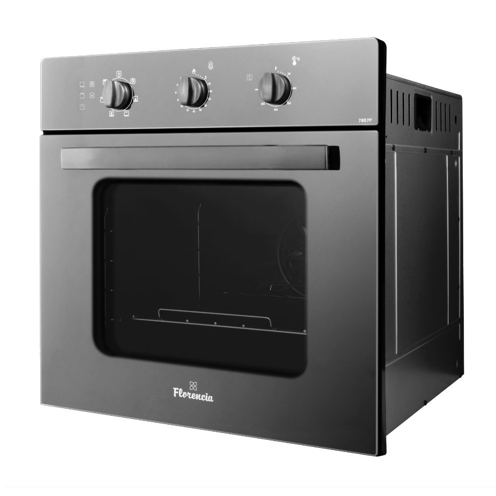 HORNO ELÉCTRICO 65LTS - EMPOTRABLE  - CON LUZ, GRILL, TIMER, TERMOSTATO, 6 FUNCIONES Y TRIPLE CRISTAL - 60X60CM - NEGRO - FLORENCIA [FLOR 7857F]