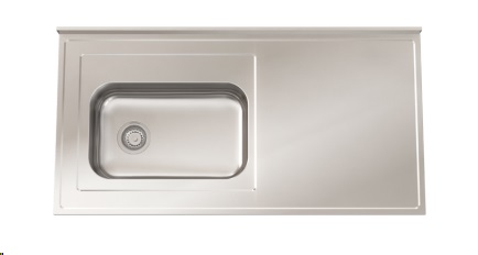 MESADA CON PILETA Z52 120CM - SOPAPA CESTILLO - ACERO 304  - JOHNSON [Mesada 120 con]