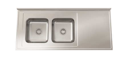 MESADA CON PILETA C37 140CM - SOPAPA CESTILLO ACERO - JOHNSON [Mesada 140 con]