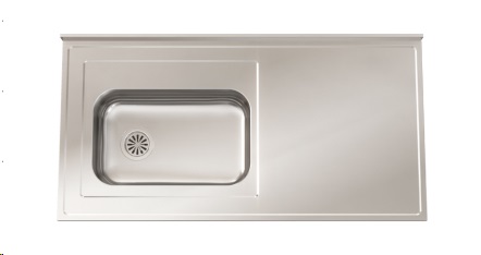 MESADA CON PILETA ZZ52 120CM - SOPAPA AMERICANA - ACERO 430  - JOHNSON [Mesada 120 con]