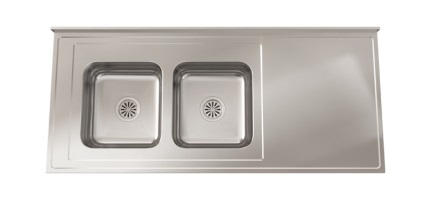 MESADA CON PILETA CC37 200CM - SOPAPA AMERICANA - ACERO 430 - JOHNSON [Mesada 200 con]