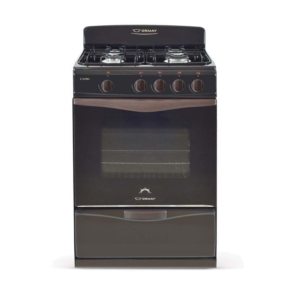 COCINA MULTIGAS 4 HORNALLAS CON REJILLAS DIVIDIDAS  - EFICIENCIA ENERGÉNITCA A+ - CRISTAL TEMPLADO - PARRILLA - MARRON - ORMAY [CAPRI]