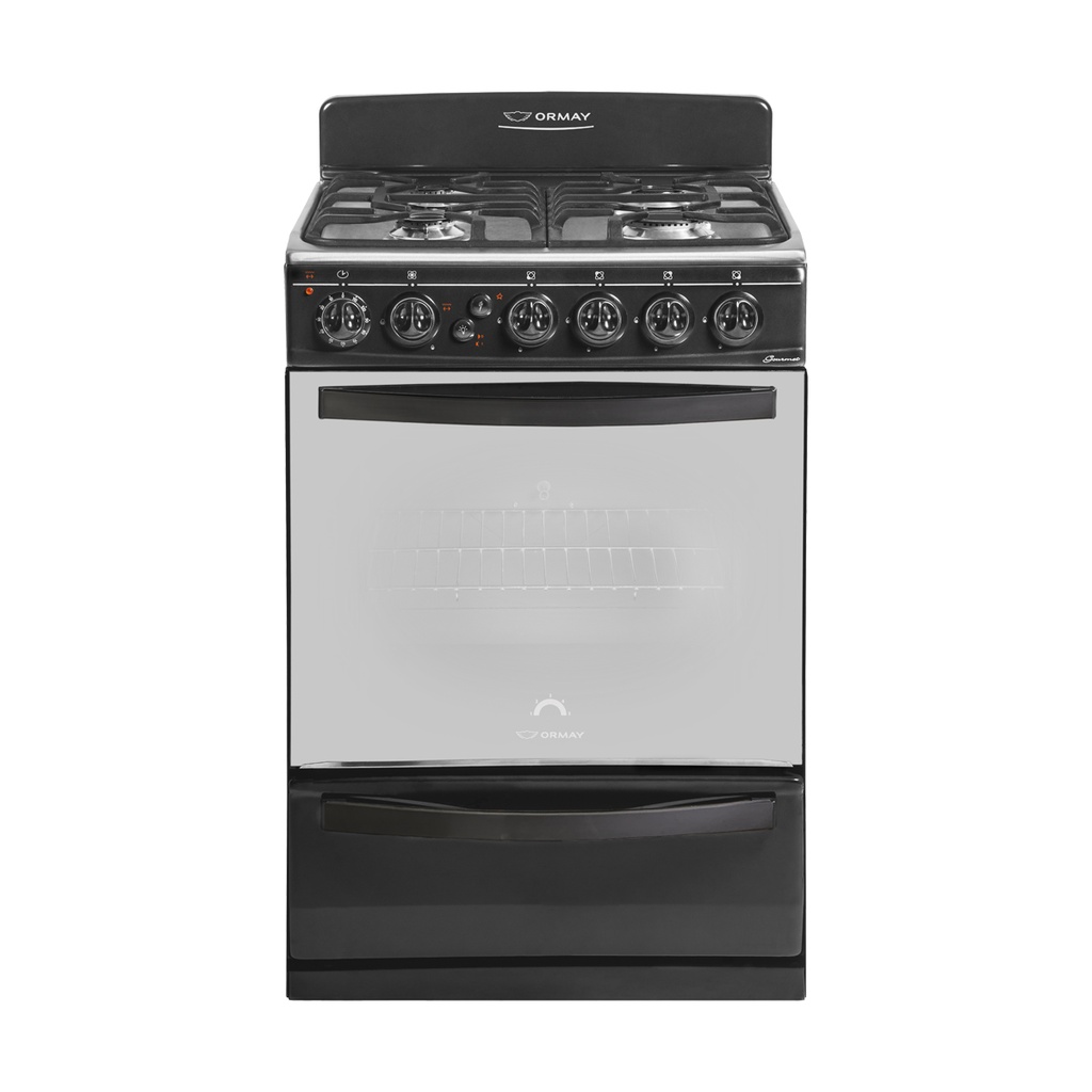 COCINA MULTIGAS 4 HORNALLAS CON REJILLAS DIVIDIDAS  - EFICIENCIA ENERGÉNITCA A+ - CRISTAL ESPEJADO - TIMER - LUZ - GRILL Y SPIEDO - GRIS - ORMAY [GOURMET PRO IX]