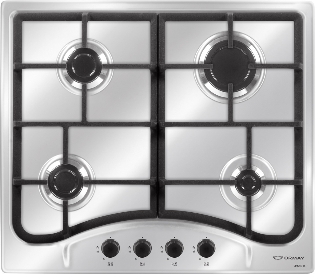 ANAFE MULTIGAS 4 HORNALLAS CON REJILLAS DE FUNDICIÓN  - EFICIENCIA ENERGÉNITCA A+  - ENCENDIDO AUTOMÁTICO - ACERO INOXIDABLE - ORMAY [SPAZIO IX]
