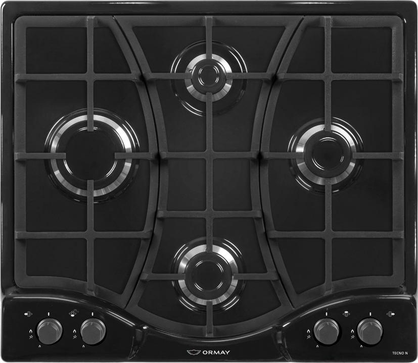 ANAFE MULTIGAS 4 HORNALLAS CON REJILLAS DE FUNDICIÓN  - EFICIENCIA ENERGÉNITCA A+ - ENCENDIDO AUTOMÁTICO  - NEGRO - ORMAY [TECNO N]