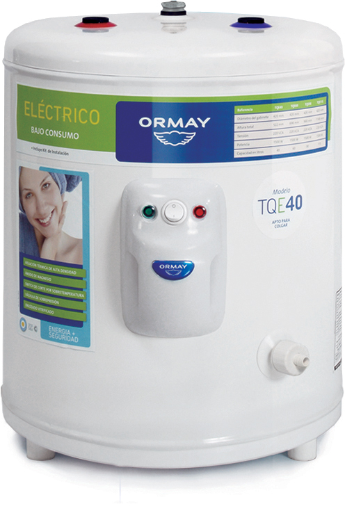 TERMOTANQUE ELÉCTRICO   40LTS - CONEXIÓN DUAL- ORMAY [TQE 40 DUAL]