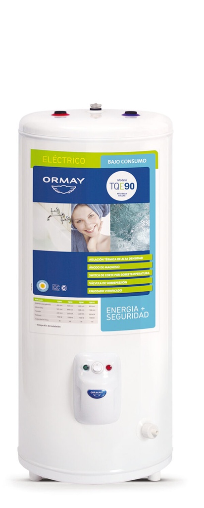 TERMOTANQUE ELÉCTRICO   90LTS - CONEXIÓN SUPERIOR - ORMAY [TQE 90]
