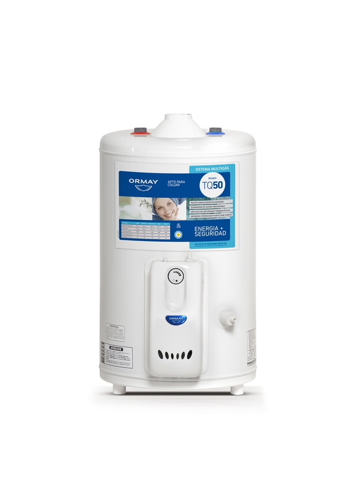 TERMOTANQUE A GAS 50 LTS - CONEXIÓN DUAL - ORMAY [TQ 50 DUAL]