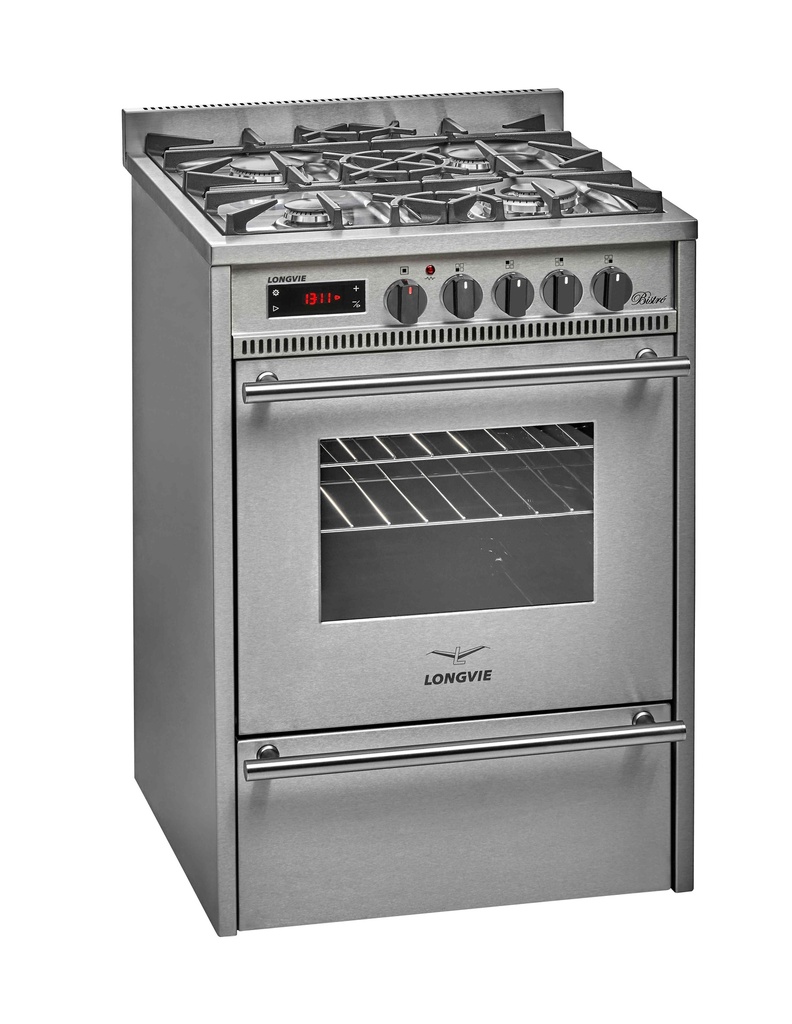 COCINA A GAS 60 CM LONGVIE - EFICIENCIA A++ - DISPLAY TOUCH - REJAS DE HIERRO FUNDIDO  [41601X]