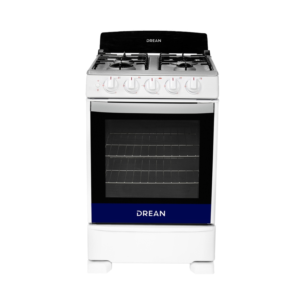 COCINA MULTIGAS 4 HORNALLAS 56CM - COPETE DE VIDRIO - BLANCO - DREAN [CD5603AB0]