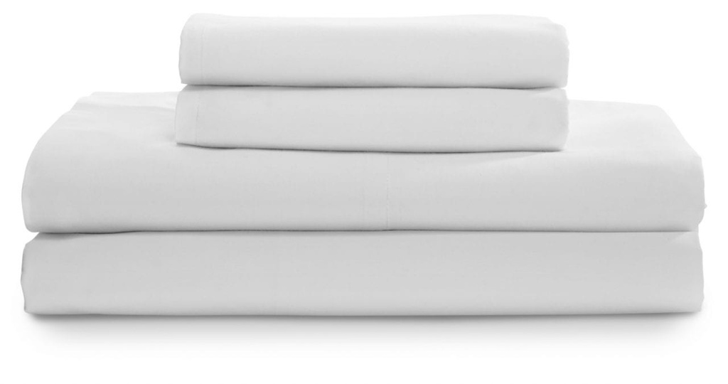 JUEGO DE SABANAS 180hilos BLANCAS TWIN - 1.60x2.55 PLANA - 90x1.90x0.28 AJUSTABLE - 2 FUNDAS [J221512153]