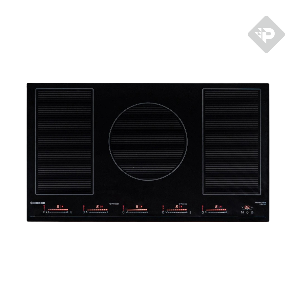 ANAFE DE INDUCCION DE 5 ZONAS CON DETECCION DE ZONAS Y BISEL FRONTAL NEGRO DE 90cm - NODOR [ISN9223BK]