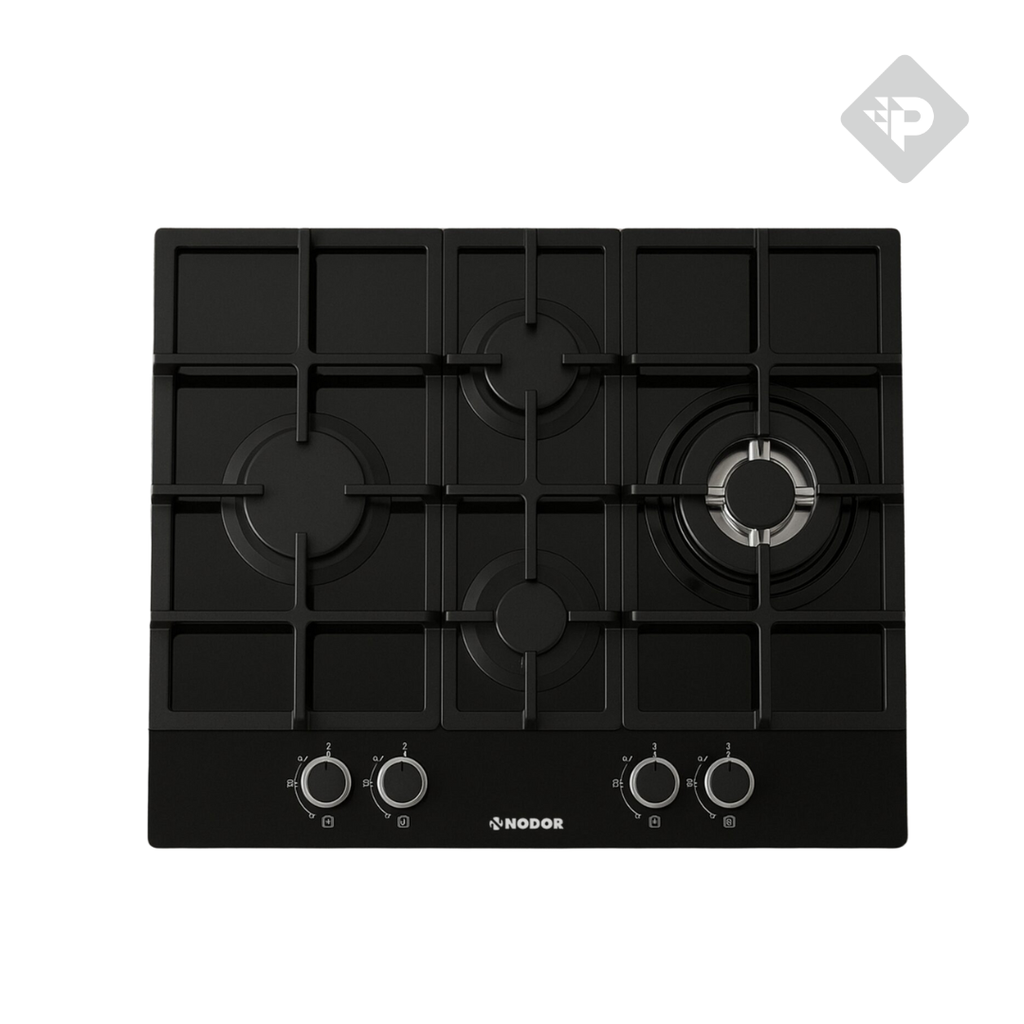 ANAFE A GAS VIDRIO TEMPLADO DE 4 ZONAS NEGRO DE 60cm - NODOR [GH6040GBK]