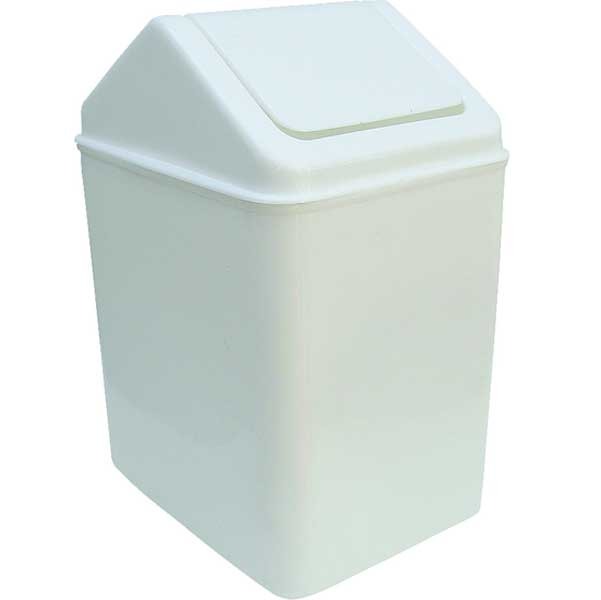  RECIPIENTE RESIDUOS RECTANGULAR 6 LT PLASTICO CON TAPA VAIVEN BLANCO [9572]