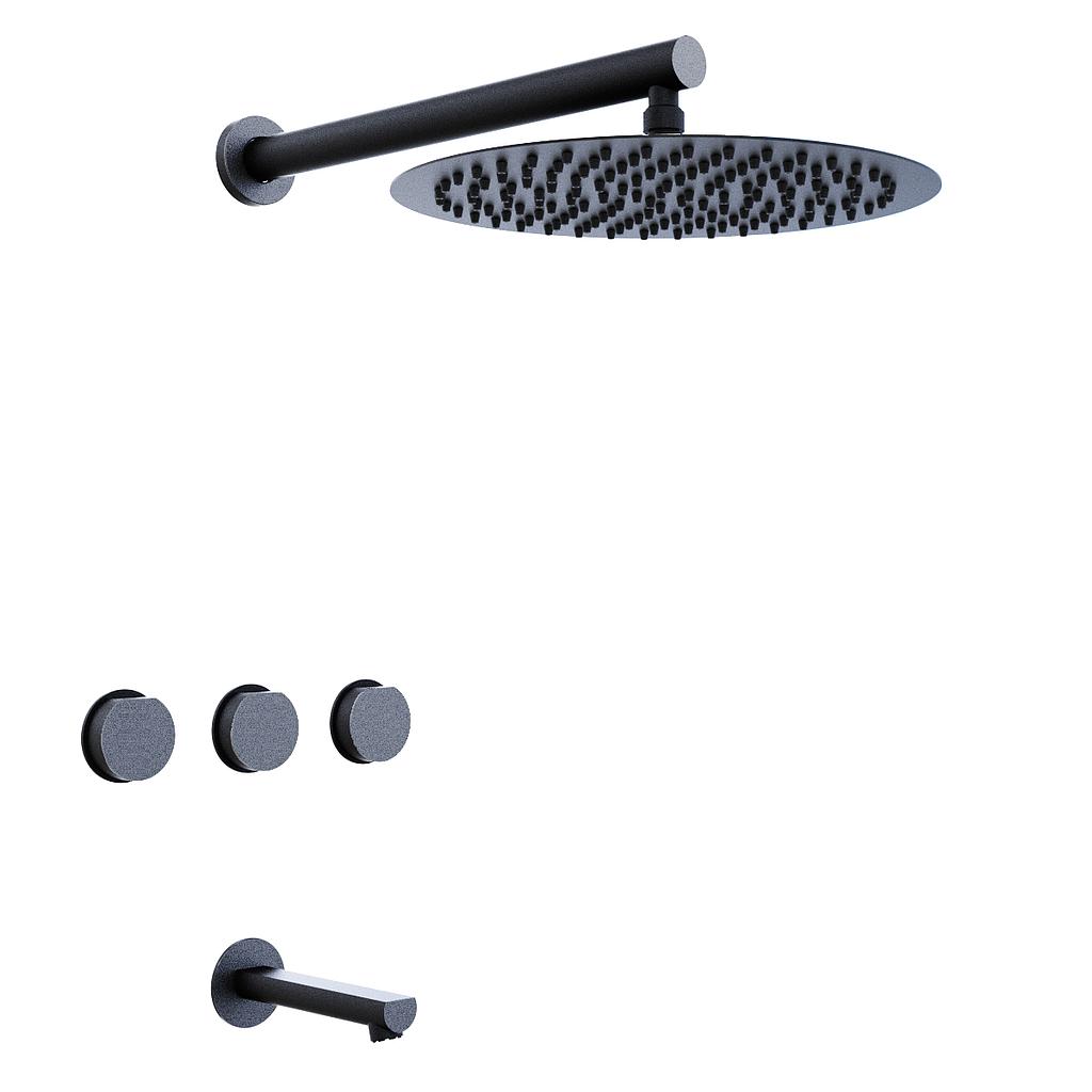 GRIFERÍA DUCHA BICOMANDO CON TRANSFERENCIA LUXURY NEGRO - HIDROMET - 10 AÑOS DE GARANTÍA [15008NEGR]