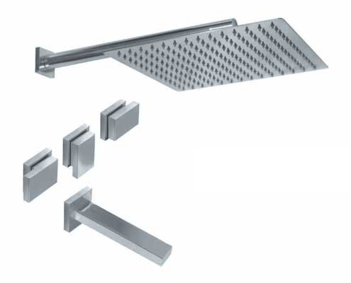 GRIFERÍA DUCHA BICOMANDO CON TRANSFERENCIA BLOCK PLANE CROMO - HIDROMET - 10 AÑOS DE GARANTÍA [34008CRCR]