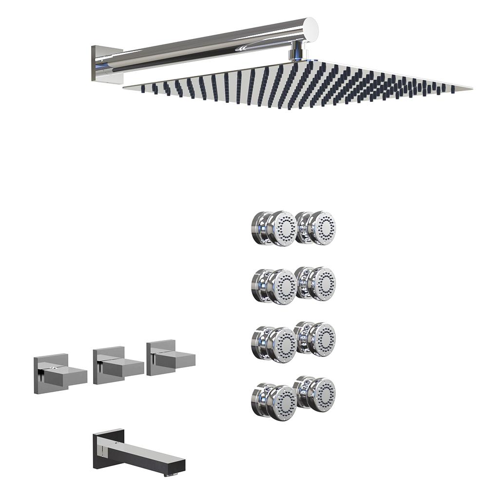 GRIFERÍA DUCHA 3 VIAS BICOMANDO CON TRANSFERENCIA Y ESCOCESA BLOCK UP CROMO - HIDROMET - 10 AÑOS DE GARANTÍA [34045CRCR]