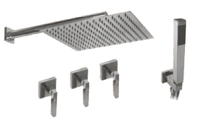 GRIFERÍA DUCHA 2 VIAS BICOMANDO CON TRANSFERENCIA Y DUCHADOR BLOCK LEVER CROMO - HIDROMET - 10 AÑOS DE GARANTÍA [03453CRCR]