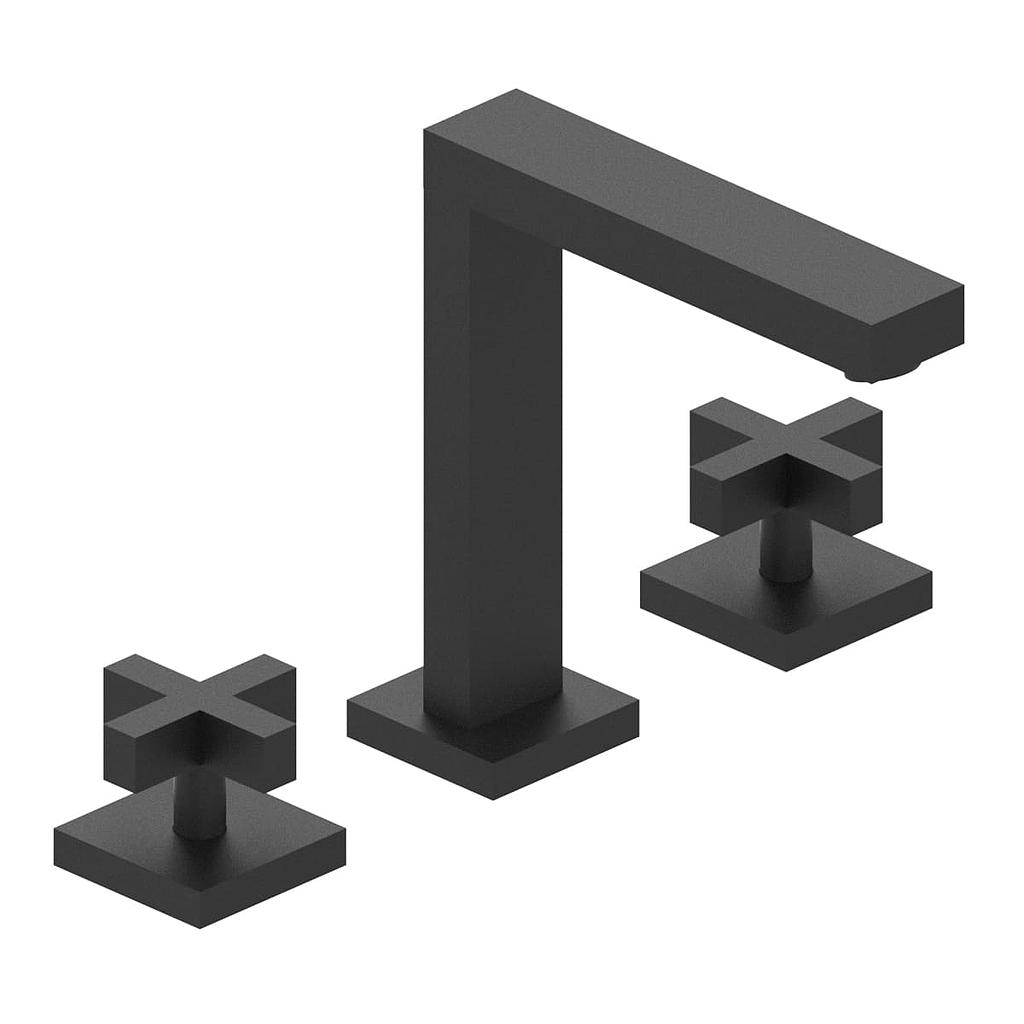 GRIFERÍA LAVATORIO BICOMANDO BLOCK CRUZ NEGRO - HIDROMET - 10 AÑOS DE GARANTÍA [03401NEGR]