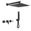 GRIFERÍA DUCHA 2 VIAS BICOMANDO CON TRANSFERENCIA Y DUCHADOR BLOCK LEVER NEGRO - HIDROMET - 10 AÑOS DE GARANTÍA [03453NEGR]