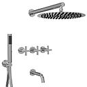 GRIFERÍA DUCHA 3 VIAS BICOMANDO CON TRANSFERENCIA Y DUCHADOR FLAT CRUZ CROMO - HIDROMET - 10 AÑOS DE GARANTÍA [84105CRCR]