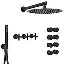 GRIFERÍA DUCHA 3 VIAS BICOMANDO CON TRANSFERENCIA , ESCOCESA Y DUCHADOR FLAT CRUZ NEGRO - HIDROMET - 10 AÑOS DE GARANTÍA [84146NEGR]