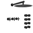 GRIFERÍA DUCHA 2 VIAS BICOMANDO CON TRANSFERENCIA ESCOCESA FLAT CRUZ NEGRO - HIDROMET - 10 AÑOS DE GARANTÍA [84157NEGR]