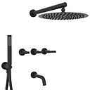 GRIFERÍA DUCHA 3 VIAS BICOMANDO CON TRANSFERENCIA FLAT LEVER NEGRO - HIDROMET - 10 AÑOS DE GARANTÍA [84110NEGR]