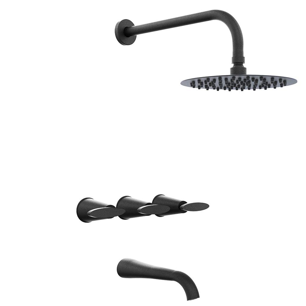 GRIFERÍA DUCHA BICOMANDO CON TRANSFERENCIA MOON NEGRO - HIDROMET - 10 AÑOS DE GARANTÍA [2908NEGR]