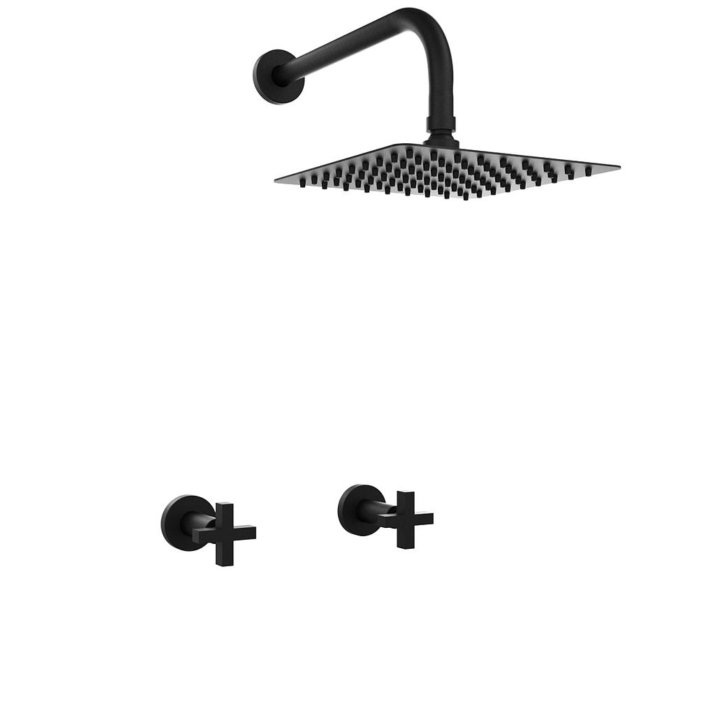 GRIFERÍA DUCHA BICOMANDO SIN TRANSFERENCIA LOOK CRUZ NEGRO - HIDROMET - 10 AÑOS DE GARANTÍA [31104NEGR]