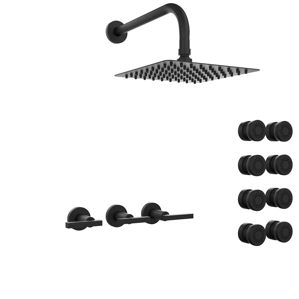 GRIFERÍA DUCHA 2 VIAS BICOMANDO CON ESCOCESA LOOK LEVER NEGRO - HIDROMET - 10 AÑOS DE GARANTÍA [31167NEGR]