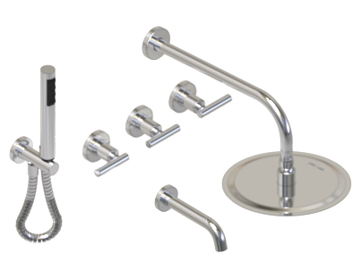 GRIFERÍA DUCHA 3 VIAS BICOMANDO CON DUCHADOR SUN LEVER CROMO - HIDROMET - 10 AÑOS DE GARANTÍA [04510CRCR]