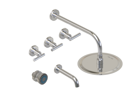 GRIFERÍA BAÑERA 3 VIAS BICOMANDO CON ESCOCESA SUN LEVER CROMO - HIDROMET - 10 AÑOS DE GARANTÍA [04545CRCR]