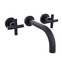 GRIFERÍA LAVATORIO DE PARED BICOMANDO SUN CRUZ NEGRO - HIDROMET - 10 AÑOS DE GARANTÍA [4580NEGR]