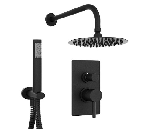 GRIFERÍA DUCHA 2 VIAS MONOCOMANDO CON TRANSFERENCIA Y DUCHADOR VECTOR NEGRO - HIDROMET - 10 AÑOS DE GARANTÍA [42112NEGR]