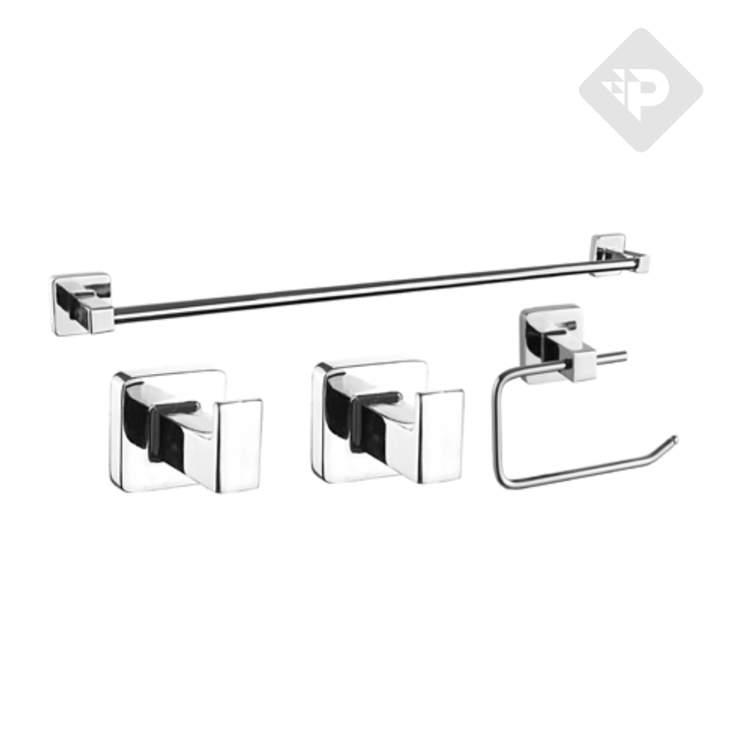 ACCESORIO CUBE SET 4 PIEZAS CROMO PIAZZA [73028]