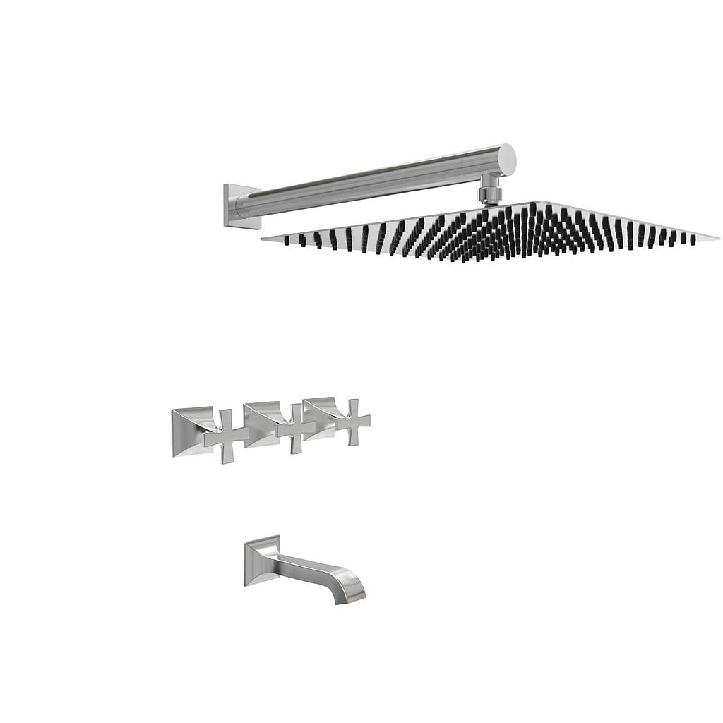 GRIFERÍA DUCHA BICOMANDO CON TRANSFERENCIA NEW CASTLE ETS CRUZ BLANCO - HIDROMET - 10 AÑOS DE GARANTÍA [51003BLBL]