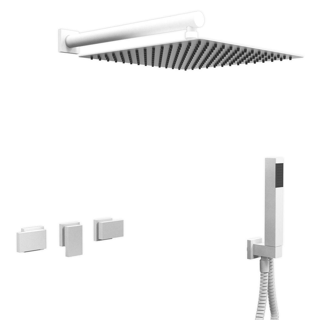 GRIFERÍA DUCHA 2 VIAS BICOMANDO CON TRANSFERENCIA Y DUCHADOR BLOCK PLANE BLANCO - HIDROMET - 10 AÑOS DE GARANTÍA [34053BLBL]