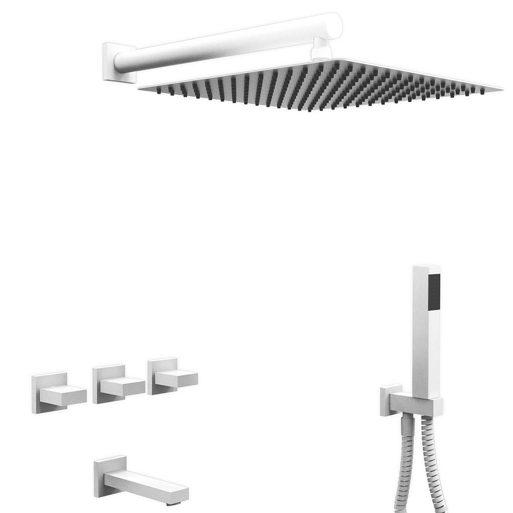 GRIFERÍA DUCHA 3 VIAS BICOMANDO CON TRANSFERENCIA Y DUCHADOR BLOCK UP BLANCO - HIDROMET - 10 AÑOS DE GARANTÍA [34005BLBL]