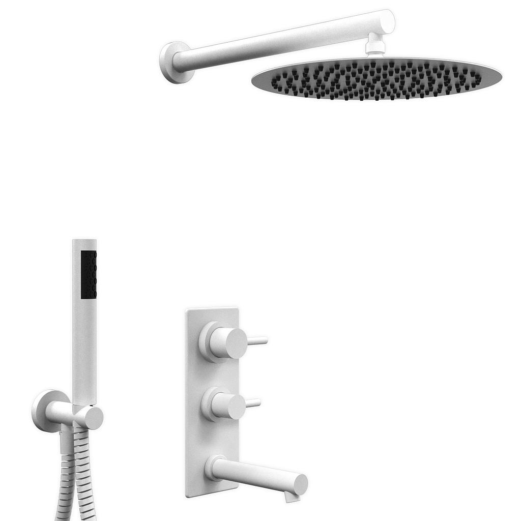 GRIFERÍA DUCHA 3 VIAS MONOCOMANDO CON ESCOCESA CON DUCHADOR ONE ONE BLANCO -  HIDROMET - 10 AÑOS DE GARANTÍA [3005BLBL]