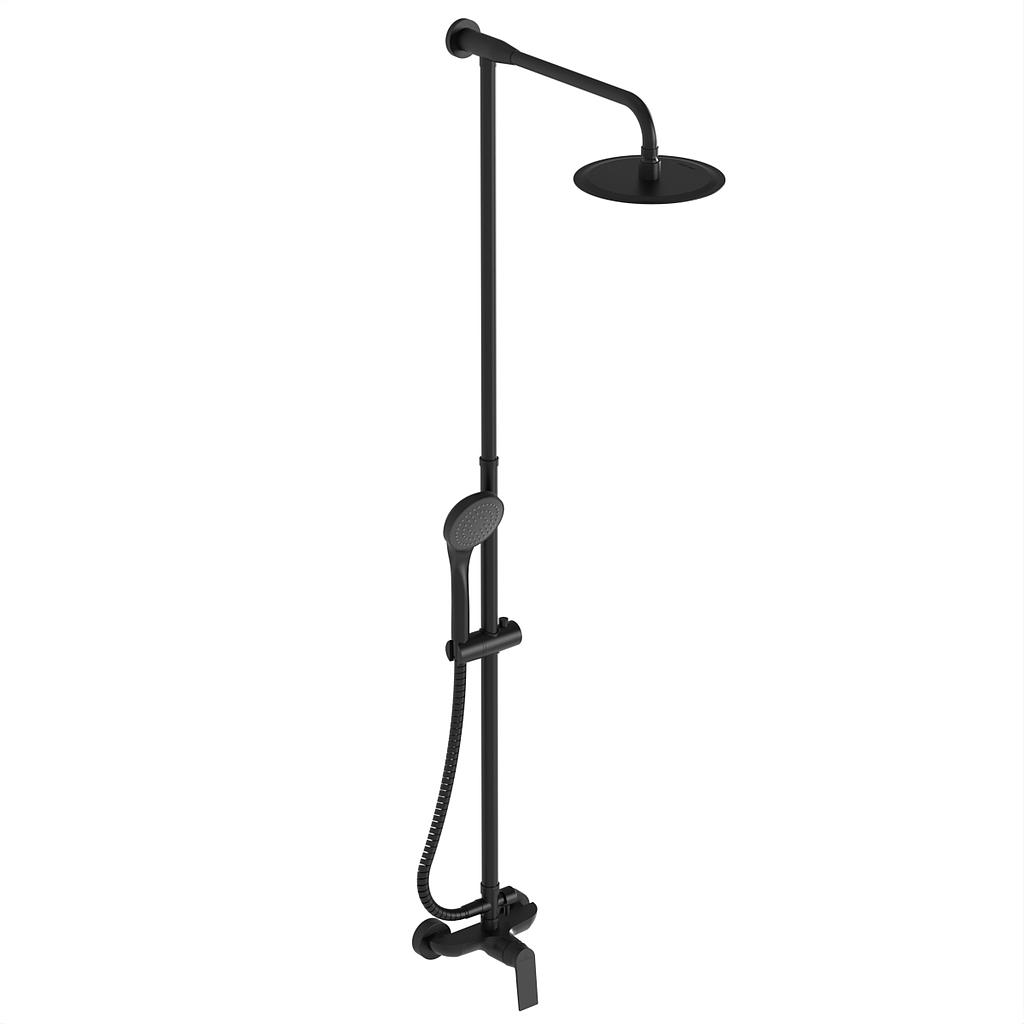 GRIFERÍA DUCHA EXTERIOR MONOCOMANDO CON TRANSFERENCIA , BARRAL Y DUCHADOR RAPTOR NEGRO - HIDROMET - 10 AÑOS DE GARANTÍA [9405NEGR]