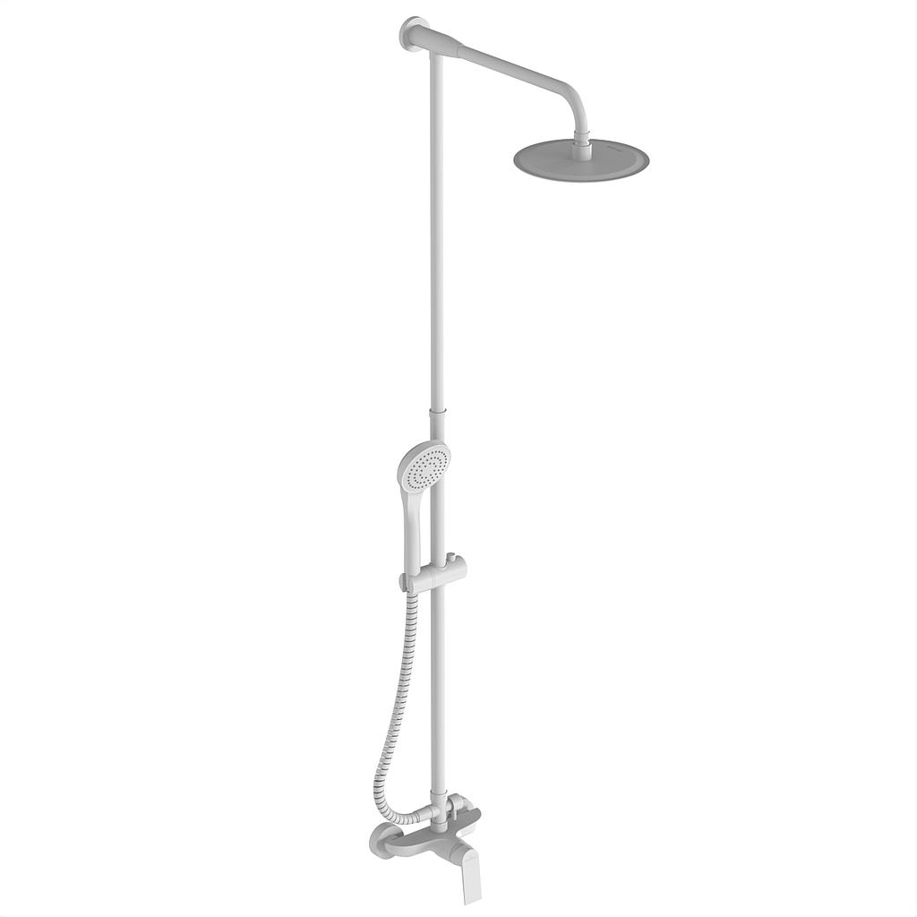 GRIFERÍA DUCHA EXTERIOR MONOCOMANDO CON TRANSFERENCIA , BARRAL Y DUCHADOR RAPTOR BLANCO - HIDROMET - 10 AÑOS DE GARANTÍA [9405BLBL]