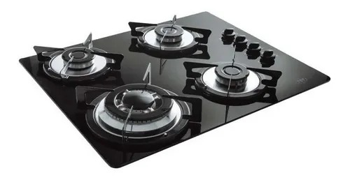 ANAFE A GAS EMPOTRABLE SPEZIA  4 HORNALLAS VIDRIO TEMPLADO NEGRO - TST [22-4]