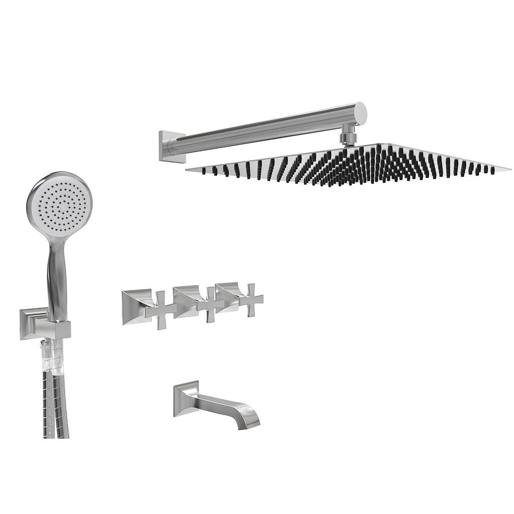 [26342] GRIFERÍA DE 3 VIAS CON DUCHADOR NEW CASTLE ETC CRUZ BLANCO - HIDROMET - 10 AÑOS DE GARANTÍA [51005BLBL]