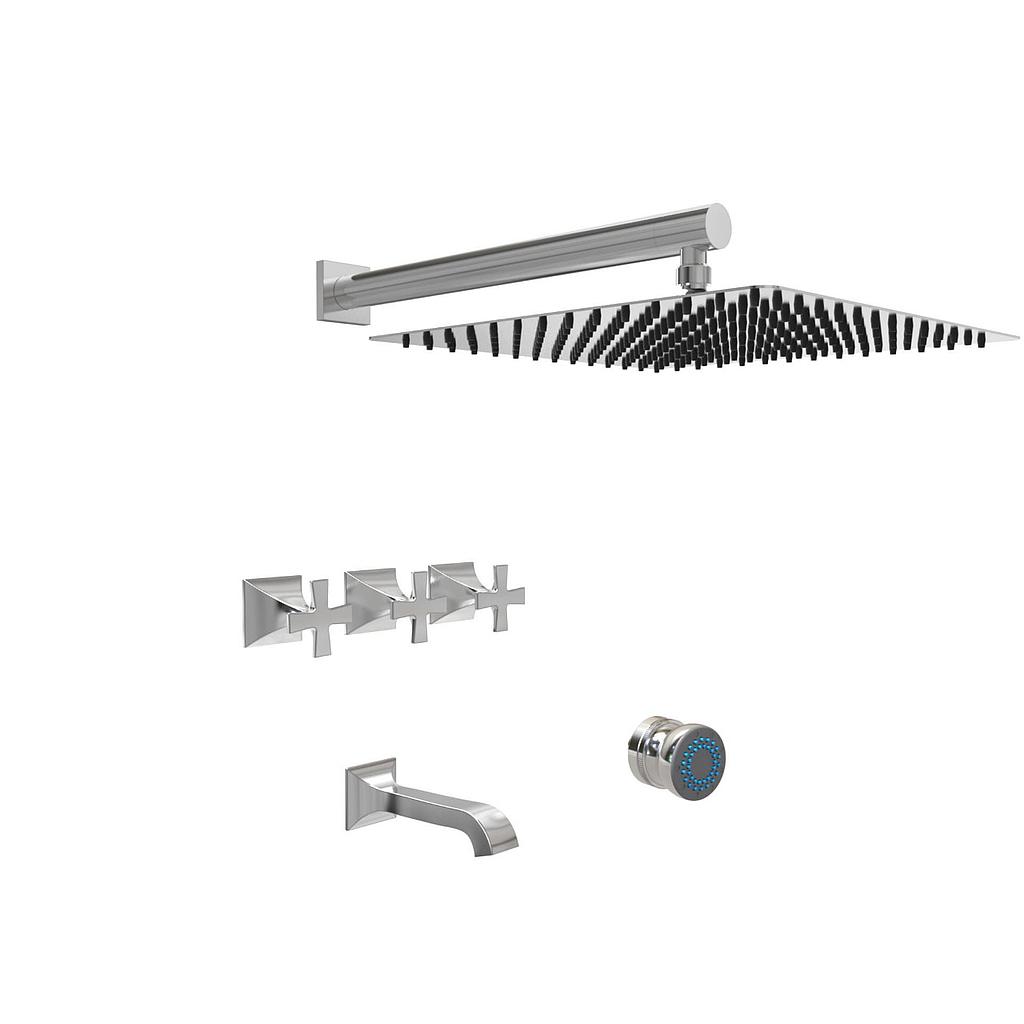 [26343] GRIFERÍA DE 3 VIAS CON ESCOCESA CON ESCOCESA NEW CASTLE ETC CRUZ BLANCO - HIDROMET - 10 AÑOS DE GARANTÍA [51040BLBL]
