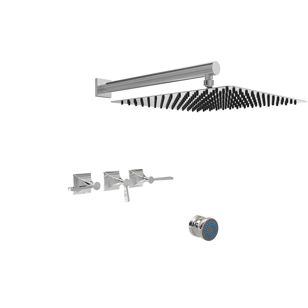 [26346] GRIFERÍA DUCHA 2 VIAS BICOMANDO CON TRANSFERENCIA Y ESCOCESA NEW CASTLE ETS CRUZ BLANCO - HIDROMET - 10 AÑOS DE GARANTÍA [51057BLBL]